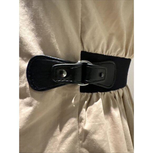 Mirra Masa collared Dress, Beige, Faux leather accent, zip front 100% cotton - Picture 3 of 12